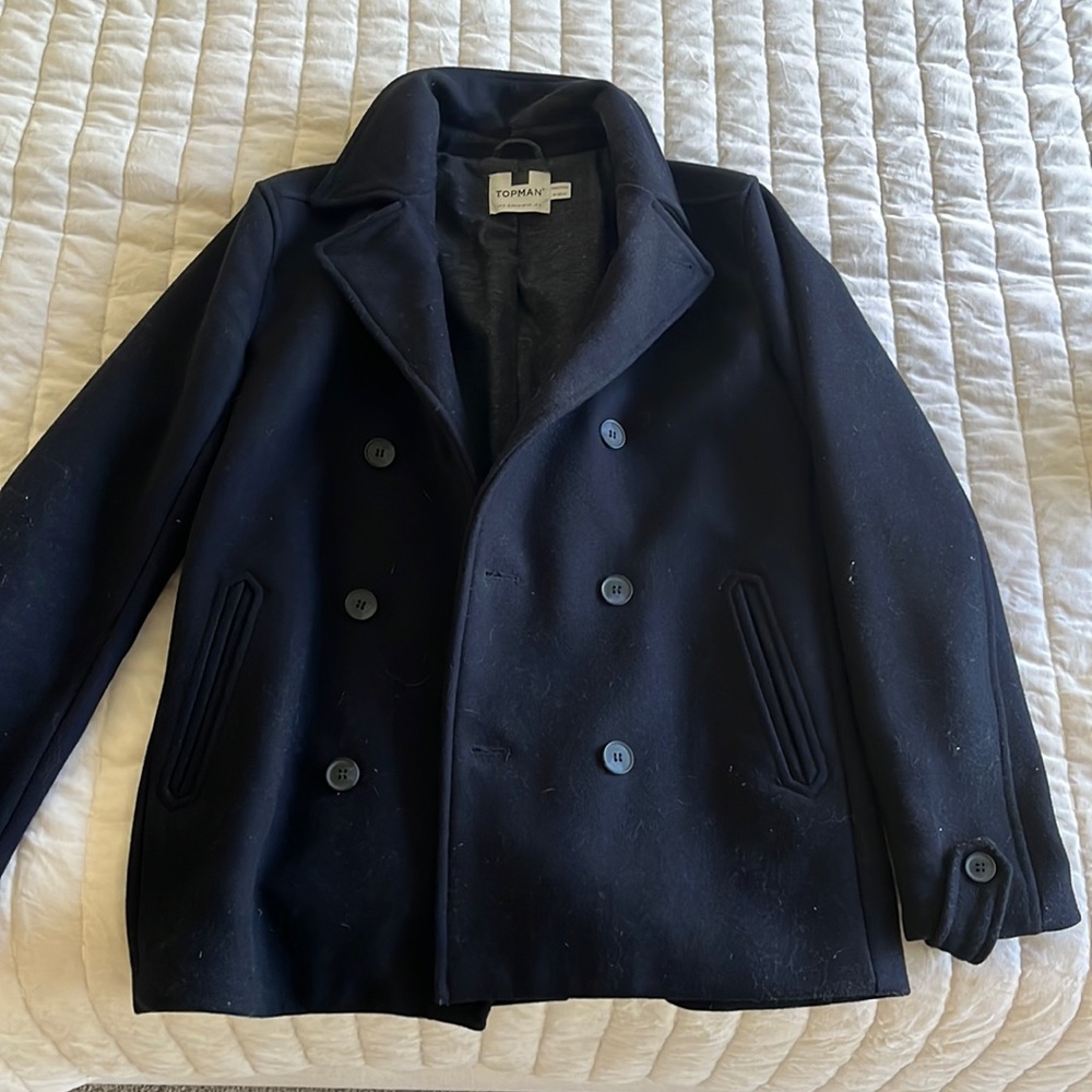 Topman peacoat size small in navy